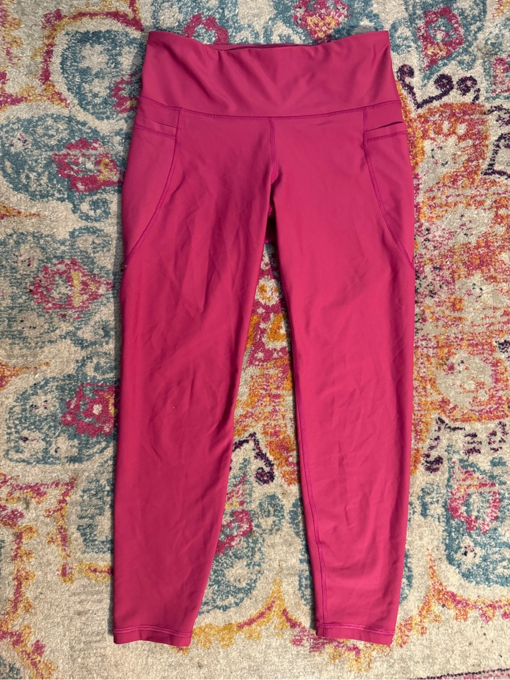 Old Navy PowerSoft 7/8 High Rise Leggings Pink L Pockets Go-Dry